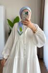 Oversize Müslin Elbise Beyaz