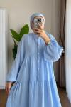 Oversize Müslin Elbise Mavi