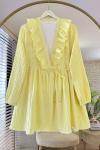Yakası Fırfırlı Ceket Sarı
