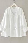 Büzgülü Poplin Kimono Beyaz