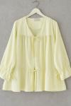Büzgülü Poplin Kimono Sarı