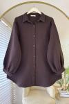 Oversize Müslin Gömlek Kahverengi
