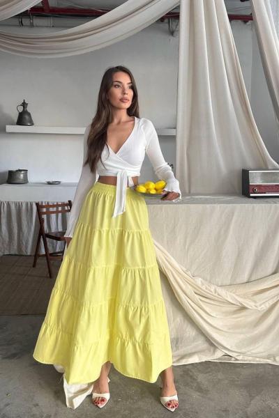 Kat Kat Poplin Etek Sarı