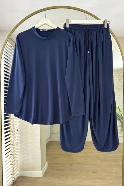 Şalvar Pantolonlu Süprem Takım Lacivert