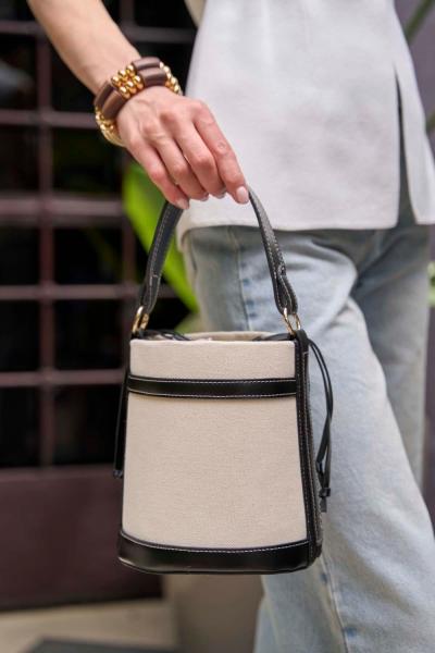 Silindir Hasır Çanta Siyah