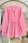 Pile Detaylı Modal Ceket Pembe