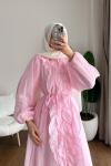 Fine Fırfırlı Elbise Pembe