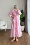 Fine Fırfırlı Elbise Pembe