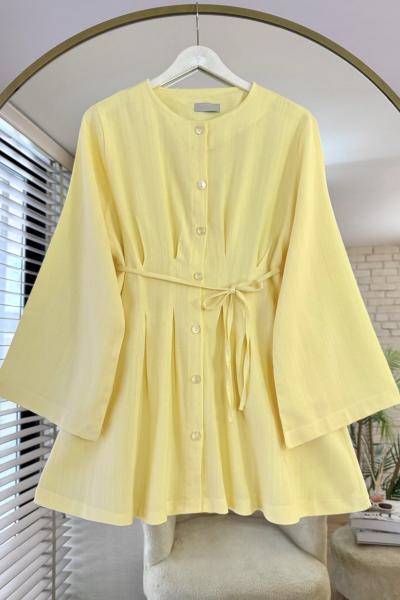 Pensli Keten Gömlek Sarı