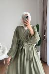 Çapraz Biyeli Elbise Haki
