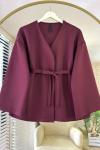 Kuşaklı Scuba Ceket Bordo