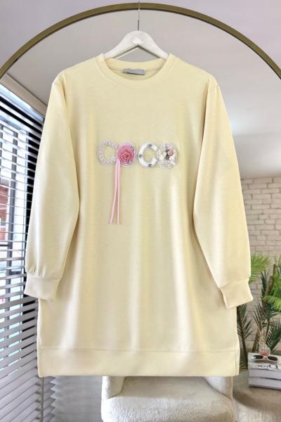 Coco Çiçek Detaylı Tunik Sarı