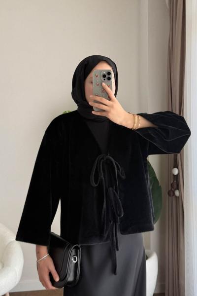 Bağcıklı Fox Kısa Ceket Siyah