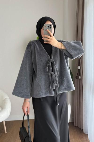 Bağcıklı Fox Kısa Ceket Füme