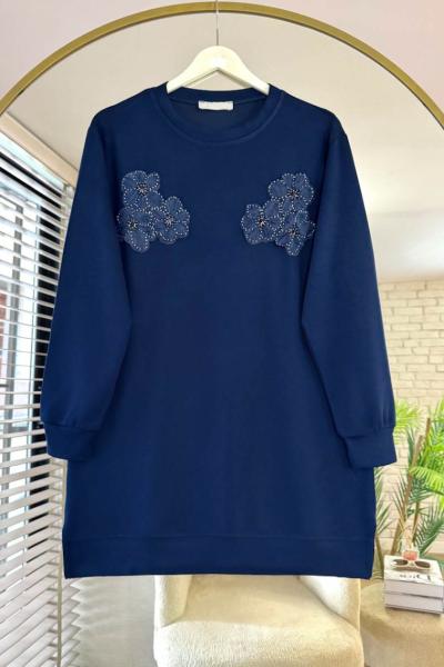 Flower Modal Tunik Lacivert