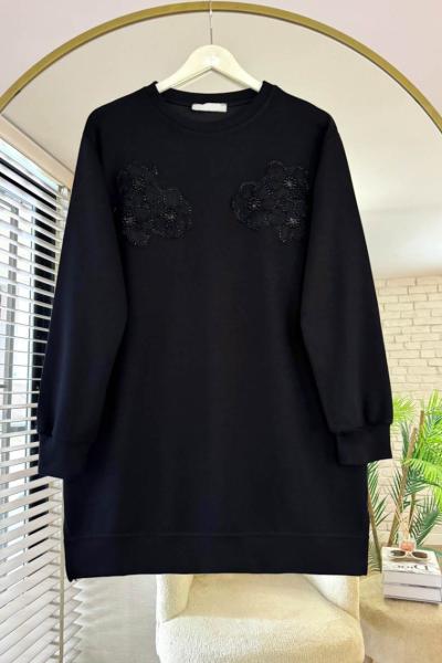 Flower Modal Tunik Siyah