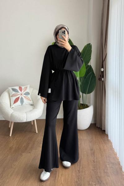 İspanyol Pantolonlu Takım Siyah