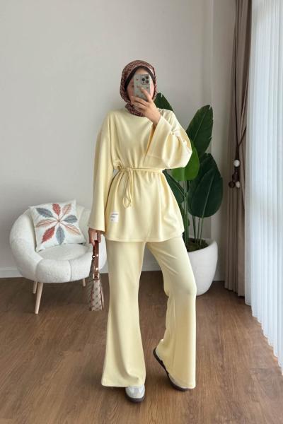İspanyol Pantolonlu Takım Sarı