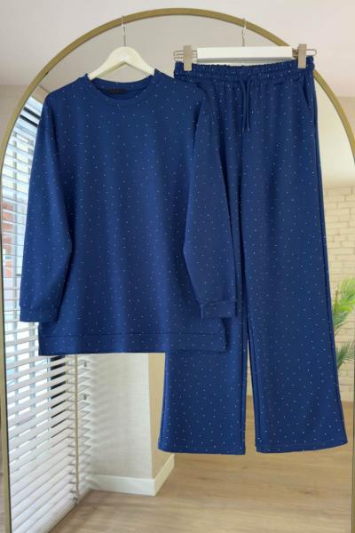 Serpme Taşlı Basic Takım Lacivert