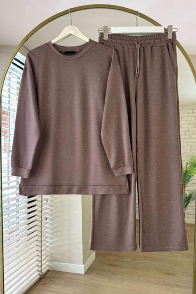 Serpme Taşlı Basic Takım Vizon