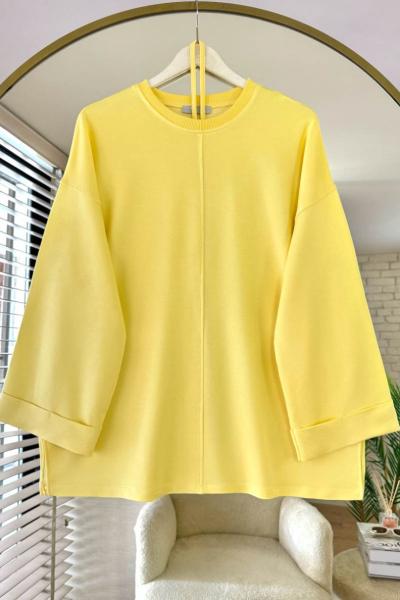 Bisiklet Yaka Yırtmaçlı Tunik Sarı