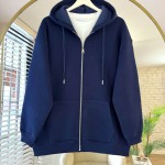 Oversize Fermuarlı Hırka Lacivert