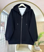 Oversize Fermuarlı Hırka Siyah