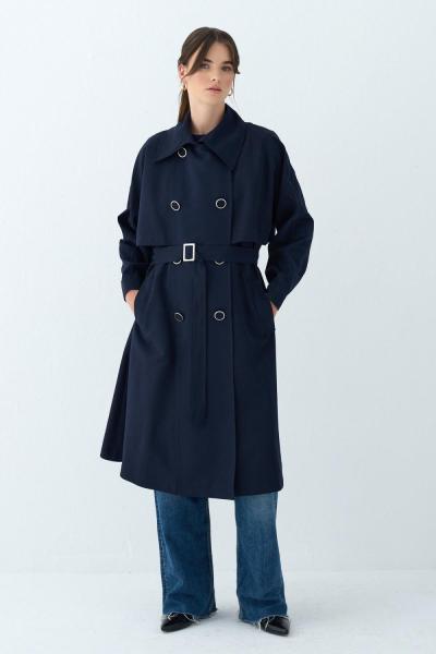 Rüzgarlıklı Trençkot Lacivert