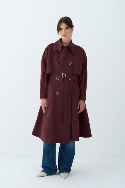 Rüzgarlıklı Trençkot Bordo