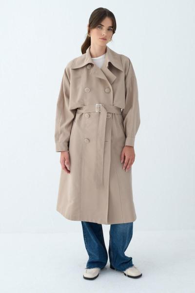 Rüzgarlıklı Trençkot Bej
