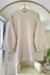 Bisiklet Yaka Yırtmaçlı Tunik Bej