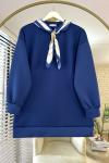 Fularlı Scuba Tunik indigo mavisi