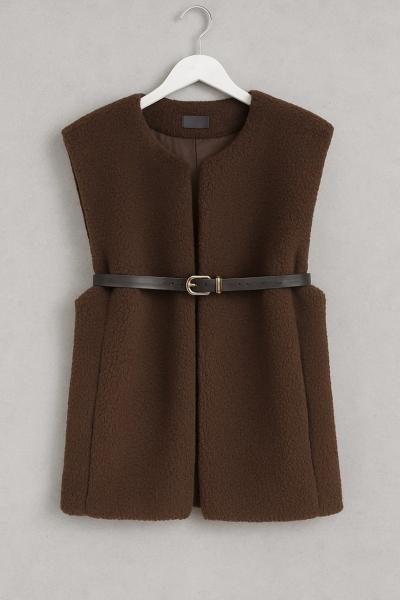 Welsoft Kemerli Yelek Kahverengi