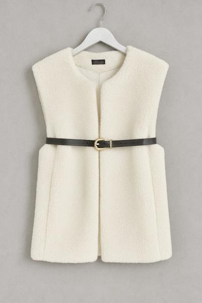 Welsoft Kemerli Yelek Ekru