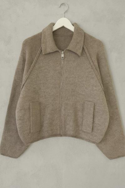 Fermuarlı Oversize Bogie Ceket Kum Beji