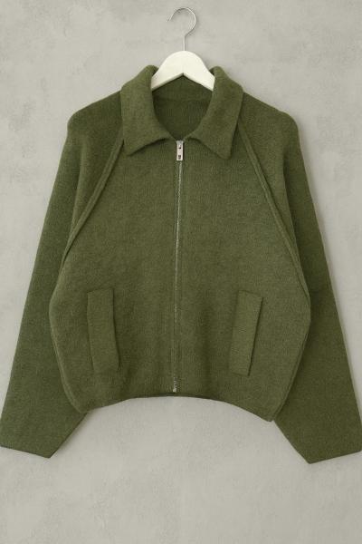 Fermuarlı Oversize Bogie Ceket Haki