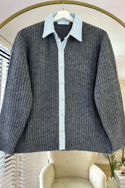 Jean Yakalı Sofia Hırka Antrasit