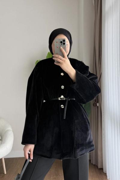 Balon Kol Beli Lastikli Fox Ceket Siyah