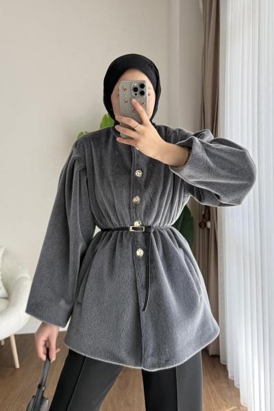 Balon Kol Beli Lastikli Fox Ceket Füme