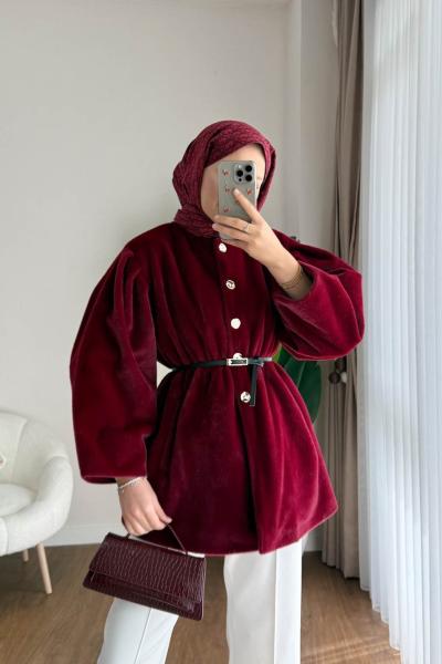 Balon Kol Beli Lastikli Fox Ceket Bordo