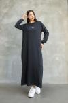 Alo Uzun Kollu Modal Elbise Antrasit