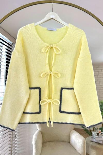 Bağcıklı Yoshiko Hırka Sarı