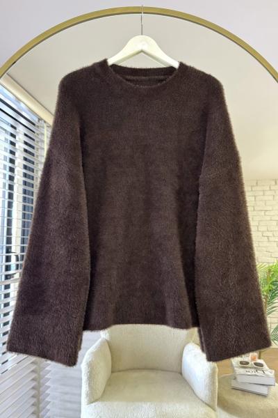 Oversize Yumoş Kazak Acı Kahve