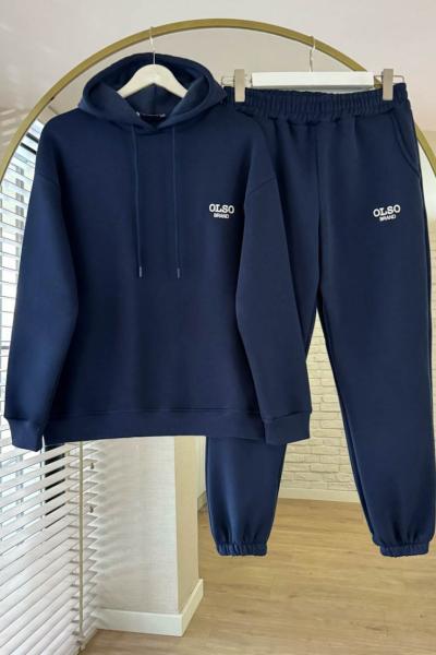 Olso Nakışlı Üç İplik Takım Lacivert