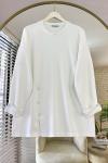 Düğme Detaylı Modal Tunik Ekru
