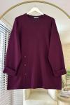 Düğme Detaylı Modal Tunik Bordo