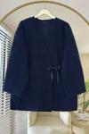 Bağlamalı Buklet Ceket Lacivert