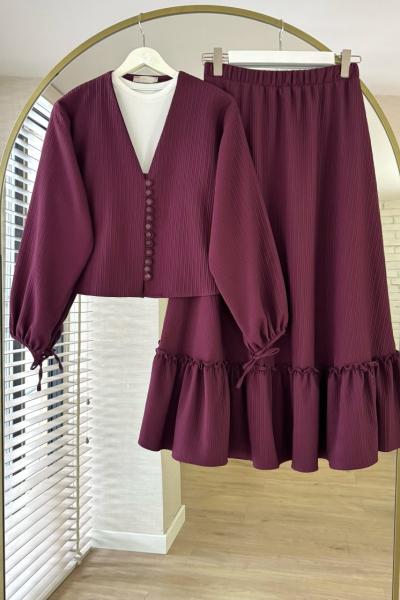 Helen Etekli Takım Bordo