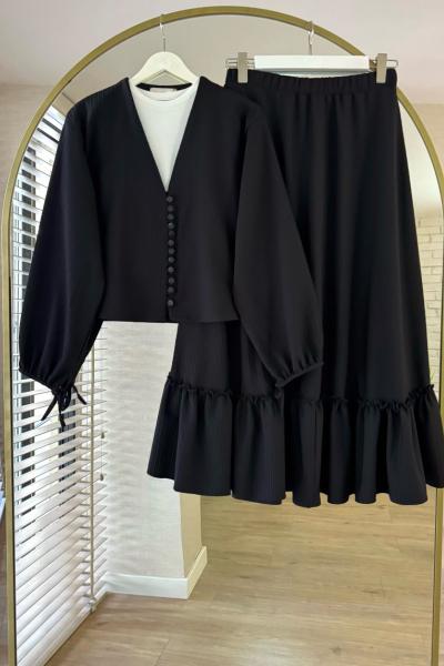 Helen Etekli Takım Siyah