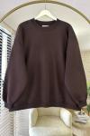 Bisiklet Yaka Oversize Sweatshirt Kahverengi